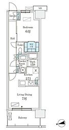 スカイグランデ津田沼 2階1LDKの間取り