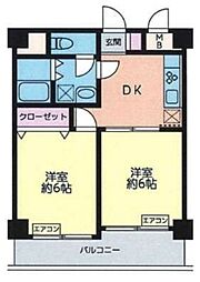 アーク聖蹟桜ヶ丘 1階2DKの間取り
