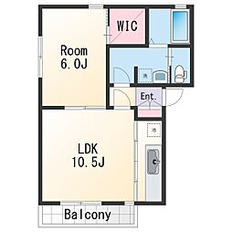 シャーメゾン小松原 1階1LDKの間取り