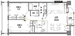 シティコート目黒3号棟 2LDKの間取図画像