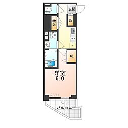 JR東海道・山陽本線 岸辺駅 徒歩3分の賃貸マンション 8階1Kの間取り