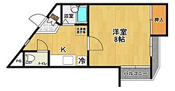 グレース神明 1Kの間取図画像