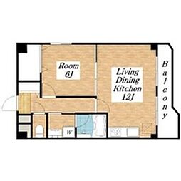 コーポ安田 6階1LDKの間取り