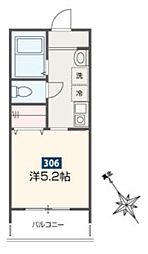 メルラス新座II 1Kの間取図画像