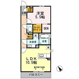 エクレール矢部 1LDKの間取図画像