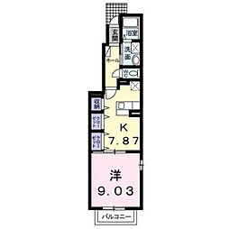 アルカンシェルヒルズ2 1DKの間取図画像