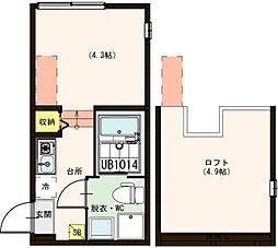 JR総武線 小岩駅 徒歩9分の賃貸アパート 1階1Kの間取り