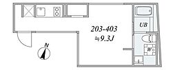 trias224 1Kの間取図画像