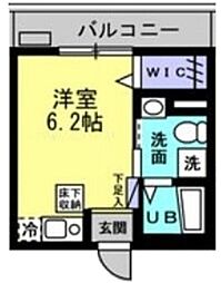 ラカーサヴィータ ワンルームの間取図画像
