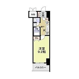 アリヴィオ夕陽ヶ丘 1Kの間取図画像