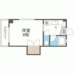 アルテハイム博多2 1Kの間取図画像