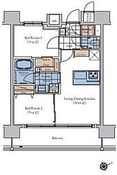 JR京浜東北・根岸線 大森駅 徒歩5分の賃貸マンション 13階2LDKの間取り