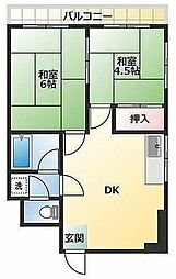 第2フラワーパレス 3階2DKの間取り