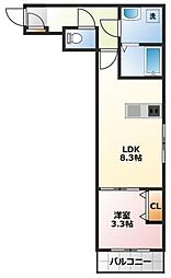 Best Stage保I 2階1LDKの間取り