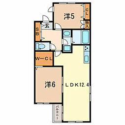MaisonRits 2LDKの間取図画像