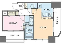 ドゥーエ新川 1LDKの間取図画像