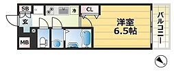 プレサンスTHE神戸 4階1Kの間取り