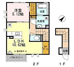プレミール 2階1LDKの間取り