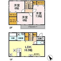 貸家 B 1階3LDKの間取り