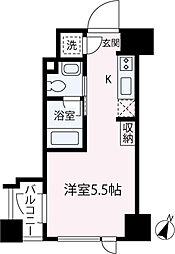 Ｌｉｕｌｕ　Ｈａｌｅ 8階ワンルームの間取り