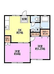 コーポ青山 2DKの間取図画像