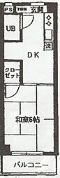 第2久野マンション 1Kの間取図画像