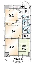 ユーレジデンス三鷹 2階3DKの間取り