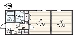 ａ　ＬＡＴＯ　西大井 2階2Kの間取り