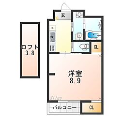 南海泉北線 深井駅 徒歩10分の賃貸アパート 4階1Kの間取り