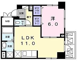 リバブルK 1LDKの間取図画像