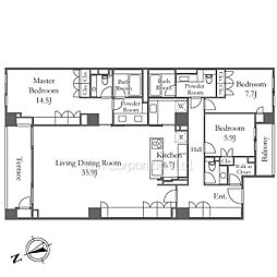 オパス有栖川テラス&レジデンス 3LDKの間取図画像