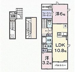 ル・ベリエ 3階2LDKの間取り