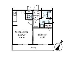 都営浅草線 西馬込駅 徒歩8分の賃貸マンション 3階1LDKの間取り