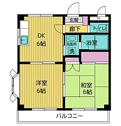 メゾン町山 2DKの間取図画像