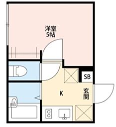 Felice II 2階1Kの間取り