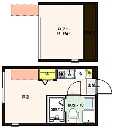 JR総武線 小岩駅 徒歩9分の賃貸アパート 1階ワンルームの間取り