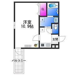 フジパレス喜連 1Kの間取図画像