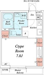 リブリ・Tre Vita 1階1Kの間取り