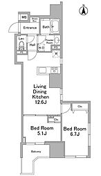 リバーレ浅草ウエスト 2LDKの間取図画像