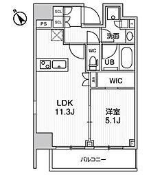 グランドコンシェルジュ浅草橋 6階1LDKの間取り