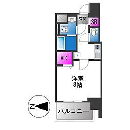LINX大阪城イーストレジデンス 1Kの間取図画像