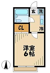 アンビエント 2階1Kの間取り
