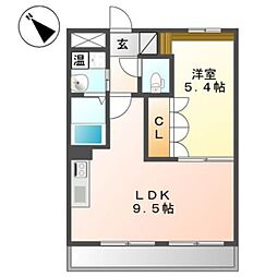 ディア・ベルジュ 2階1LDKの間取り