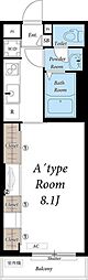 リブリ・ルミエール日野 3階1Kの間取り