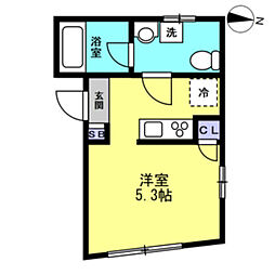 プラティーク千歳船橋 ワンルームの間取図画像