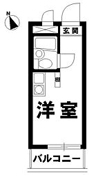 トップ中野第2 1階ワンルームの間取り