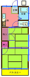 コーポ三ツ池1 2Kの間取図画像
