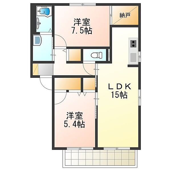 大阪府岸和田市土生町１２丁目(賃貸アパート2LDK・2階・57.07㎡)の写真 その2