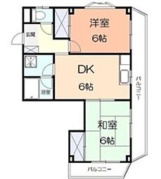コーポレーションU 2DKの間取図画像
