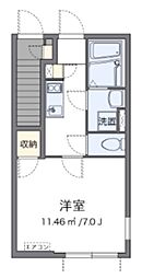 クレイノ若葉 1Kの間取図画像